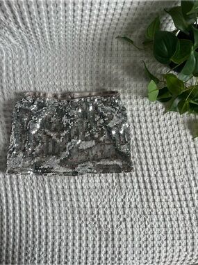 Silver Sequin mini skirt